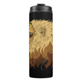 Lion Black Yellow Mandala Sun Thermosbecher (Vorderseite)