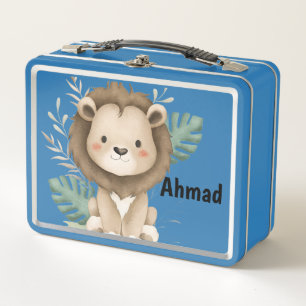 Lion & Blätter individuelle Name Metall Brotdose