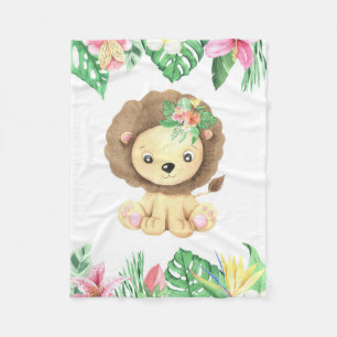 Lion Blume Watercolor Fleecedecke