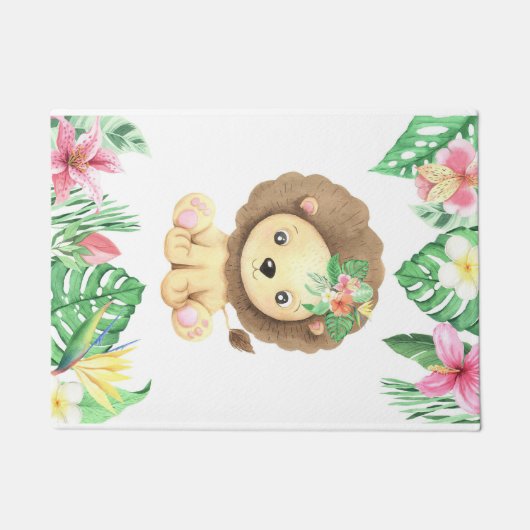 Lion Blume Watercolor Fußmatte (Vorderseite)