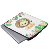 Lion Blume Watercolor Laptopschutzhülle (Vorne Knopf)