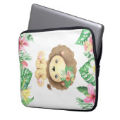 Lion Blume Watercolor Laptopschutzhülle (Vorderseite Links)