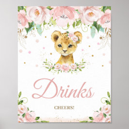 Lion Blush Pink Bloral Baby Dusche Getränke Cheers Poster