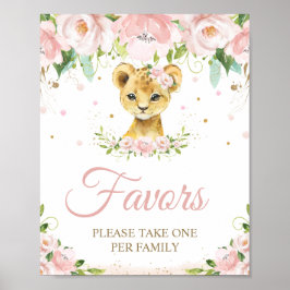 Lion Blush Pink Floral Baby Dusche Geburtstag Gefa Poster
