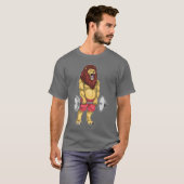 Lion Bodybuilder Dumbell-Bodybuilding T-Shirt (Vorne ganz)