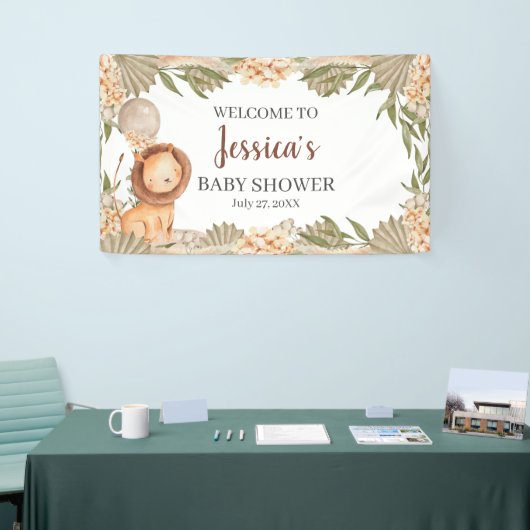 Lion Boho pampas Grass baby shower Welcome banner (Messeveranstaltung)