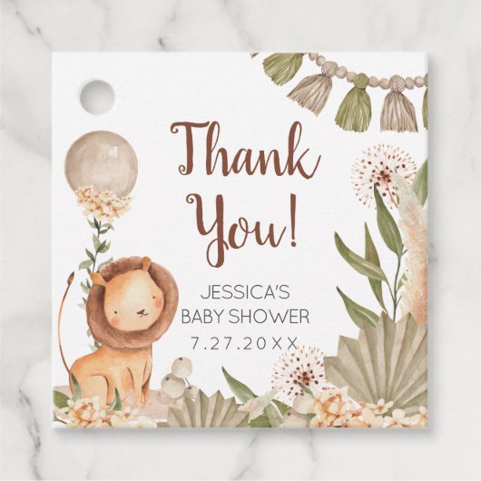 Lion Boho pampas Grass favor tag Geschenkanhänger (Vorderseite)