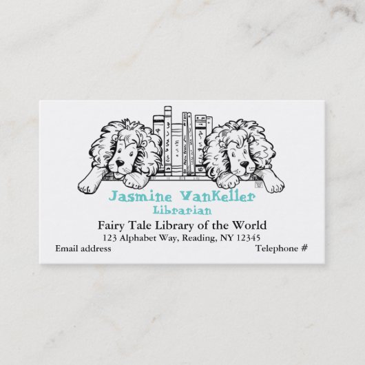 Lion Book End Business Card Visitenkarte (Vorderseite)