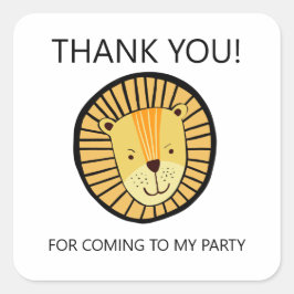 Lion Boys Birthday Party Quadratischer Aufkleber