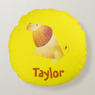 Lion Bright Yellow Rundes Kissen