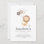 Lion Brown Balloons - ONE Einladung (Vorderseite)