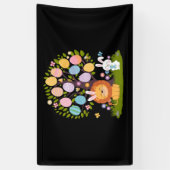 Lion Bunny Oaster Niedliche Bäume Jagd Eier Banner (Vertikal)