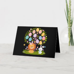 Lion Bunny Oaster Niedliche Bäume Jagd Eier Dankeskarte