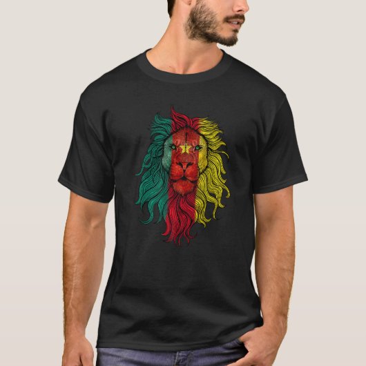 Lion Cameroon Flag Kamerunische Lion T-Shirt (Vorderseite)