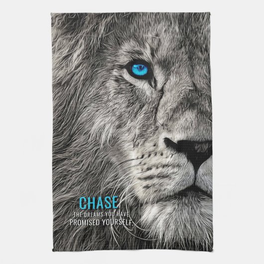 Lion Chase Your Dreams Geschirrtuch (Vertikal)
