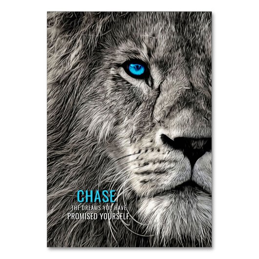 Lion Chase Your Dreams Tischnummer (Vorderseite)