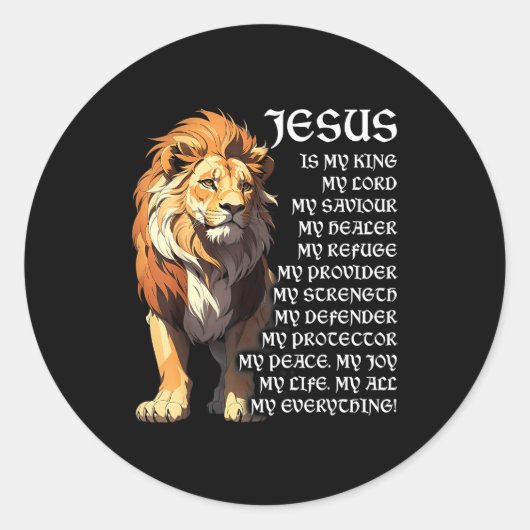 Lion Christian Jesus Is My King, God, Lord, And Sa Runder Aufkleber (Vorderseite)