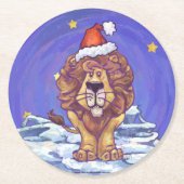 Lion Christmas Runder Pappuntersetzer (Vorderseite)