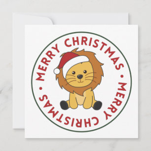 Lion Christmas Snow Winter Animals Lions Invitatio Einladung