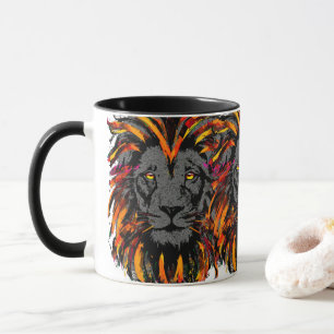 Lion Coffee Tasse   Orange Lion Head Illustration