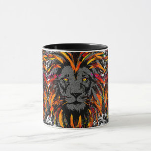 Lion Coffee Tasse Orange Lion Head Illustration