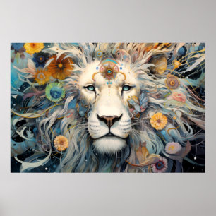 Lion Colorful Animal Enchanting Abstrakt Poster