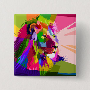 Lion Colorful Prismatischer Pop Art Design-62501 Button