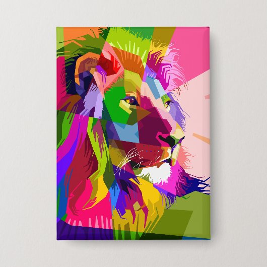 Lion Colorful Prismatischer Pop Art Design-62501 Button (Vorderseite)