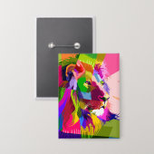 Lion Colorful Prismatischer Pop Art Design-62501 Button (Vorderseite/Rückseite)