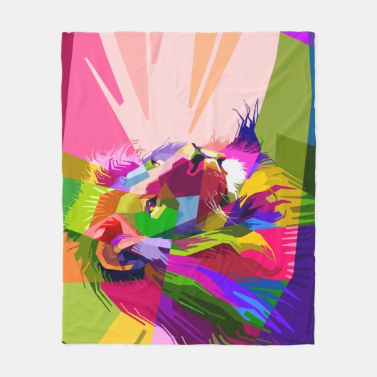 Lion Colorful Prismatischer Pop Art Design-62501 Fleecedecke (Vorderseite)