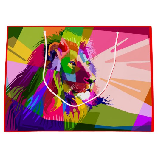 Lion Colorful Prismatischer Pop Art Design-62501 Große Geschenktüte (Vorderseite)
