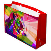 Lion Colorful Prismatischer Pop Art Design-62501 Große Geschenktüte (Rückseite Schrägansicht)