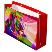 Lion Colorful Prismatischer Pop Art Design-62501 Große Geschenktüte (Vorderseite Schrägansicht)