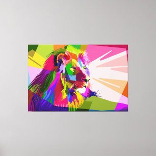 Lion Colorful Prismatischer Pop Art Design-62501 Leinwanddruck