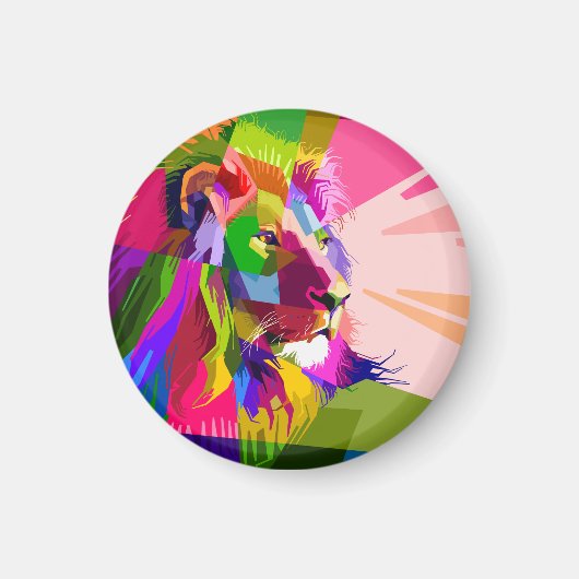 Lion Colorful Prismatischer Pop Art Design-62501 Magnet (Vorne)
