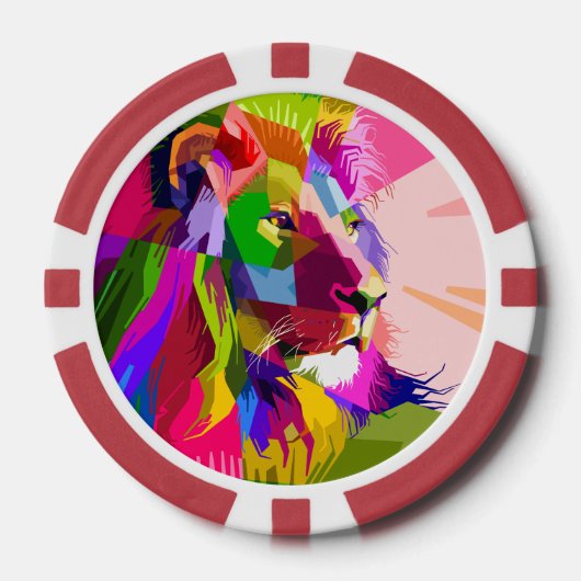 Lion Colorful Prismatischer Pop Art Design-62501 Pokerchips (Vorderseite)