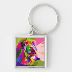 Lion Colorful Prismatischer Pop Art Design-62501 Schlüsselanhänger