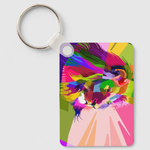 Lion Colorful Prismatischer Pop Art Design-62501 Schlüsselanhänger