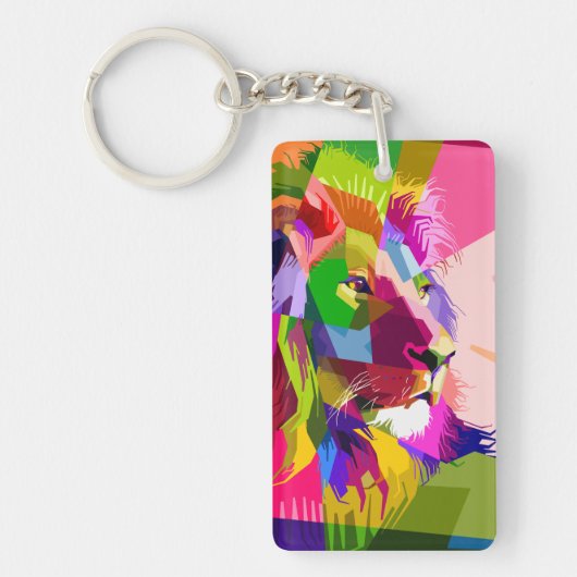 Lion Colorful Prismatischer Pop Art Design-62501 Schlüsselanhänger (Vorderseite)