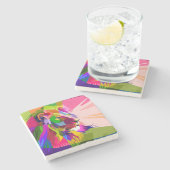 Lion Colorful Prismatischer Pop Art Design-62501 Steinuntersetzer (Seitenansicht)