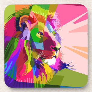 Lion Colorful Prismatischer Pop Art Design-6250 Getränkeuntersetzer