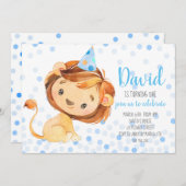 Lion Confetti First Birthday Safari Jungle Boy Einladung (Vorne/Hinten)