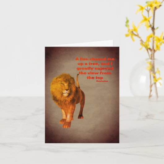 Lion Confucius Attitude Zitat Inspiration Karte (Gelbe Blume)