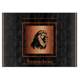 Lion Copper-Embellished Personalized Glass Schneidebrett