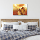 Lion Couple bei Sonnenuntergang Leinwanddruck (Insitu (Schlafzimmer))