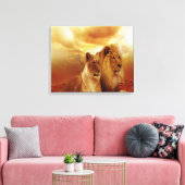 Lion Couple bei Sonnenuntergang Leinwanddruck (Insitu (Wohnzimmer))