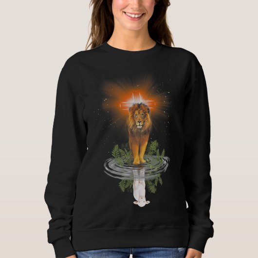 Lion Cross Jesus Reflection Water Mirror Sheep Sweatshirt (Vorderseite)