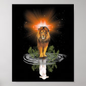 Lion Cross Jesus Reflection Water Mirror Sheep T-S Poster (Vorne)
