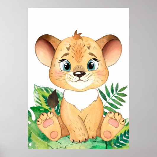 Lion Cub, Baby Animal, Jungle Safari Animals Poster (Vorne)