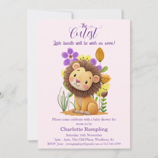 Lion Cub Baby Shower Einladung (Vorderseite)
